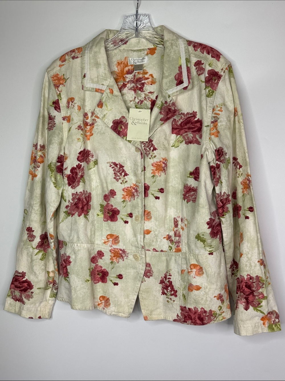 Christopher & Banks Floral Button Blazer Jacket Size Large NWT